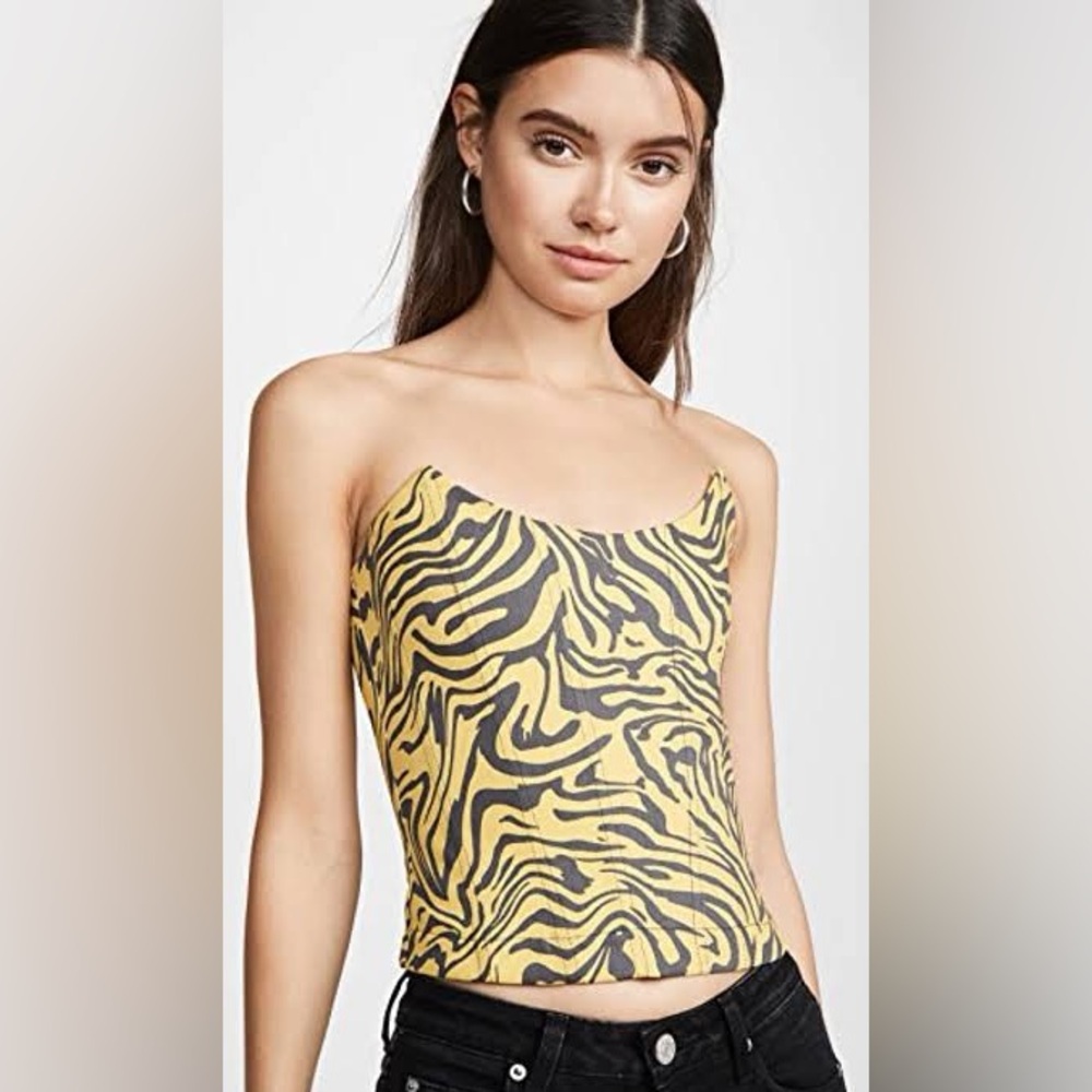 Miaou Yellow zebra print corset top